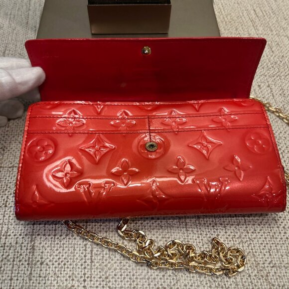 Louis Vuitton Vernis Portefeuille Sarah Wallet Vibrant Red Patent Leather - Picture 10 of 12